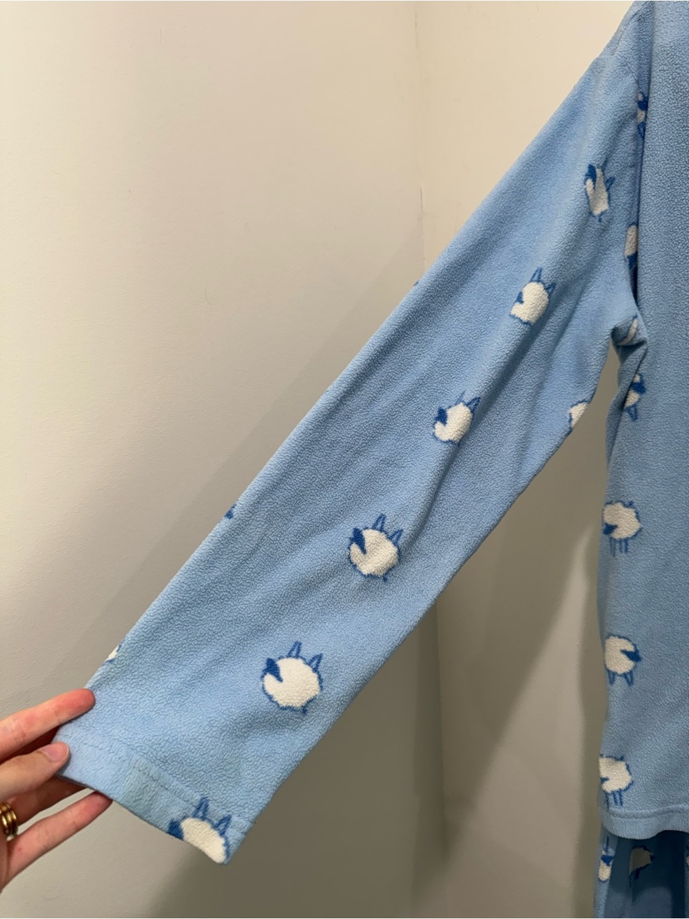 Y2K PINK Victoria’s Secret Blue Sheep Fleece Pajama Set Size Large - Picture 5 of 16